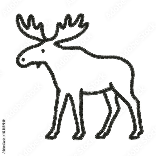 Outline of a moose standing in a simple illustration style  