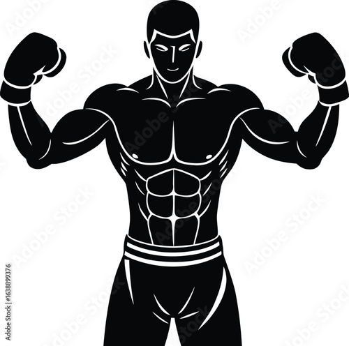 fitness man with boxing gloves on white background.eps