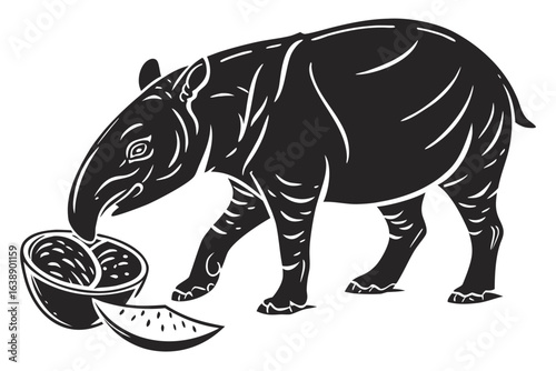 Tapir sihouette black vector