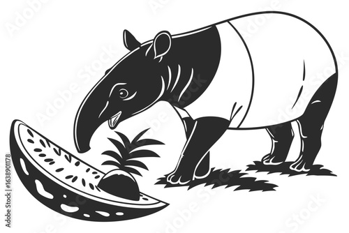 Tapir sihouette black vector