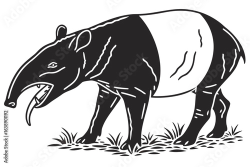 Tapir sihouette black vector