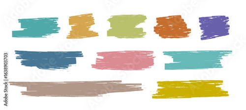 Set of Colorful Grunge Brush strokes, Paintbrush Grunge design elements, Hand drawn Grunge texture, horizontal text box backgrounds vector illustrator	