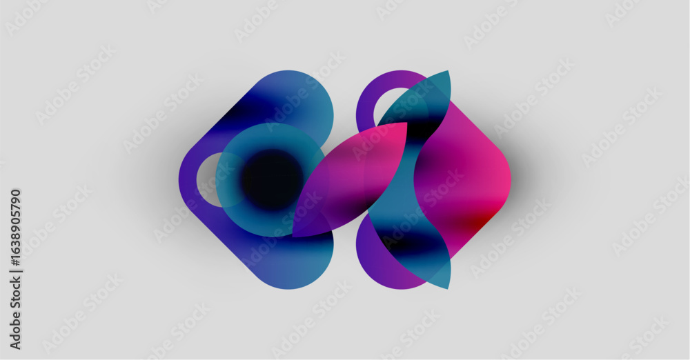 Fototapeta premium Abstract shapes blend, creating vibrant color gradients. Soft edges suggest fluidity, movement, modern design aesthetic.