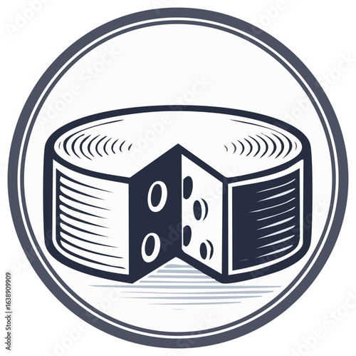 Cheese Wheel with Slice Cut Out Vector Illustration