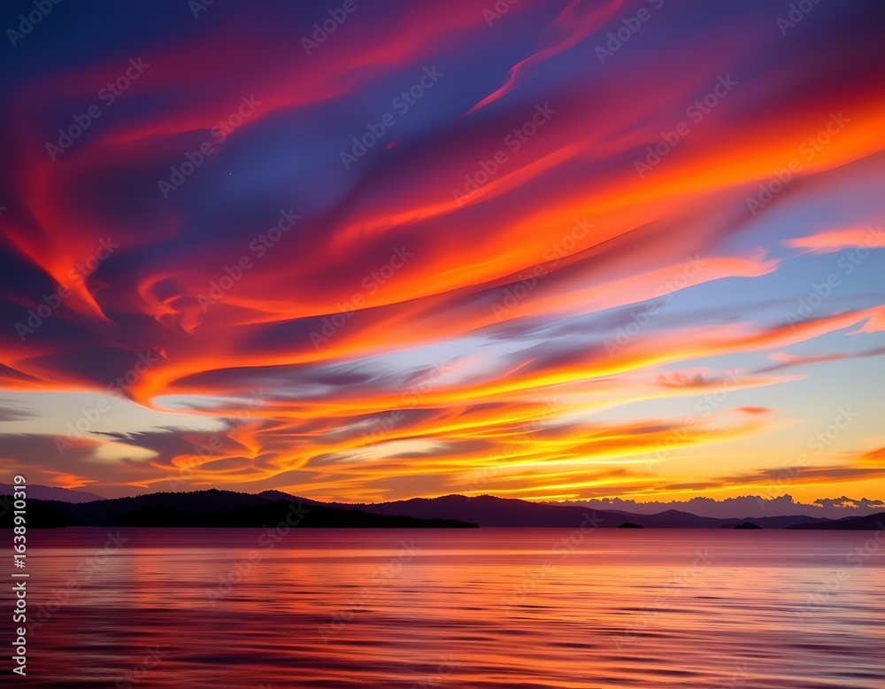 Obraz premium Tranquil Sunset Over Calm Waters