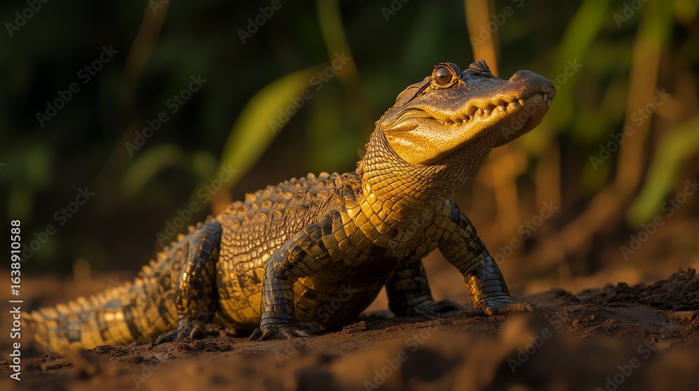 Naklejka premium Juvenile Alligator on Dirt Bank