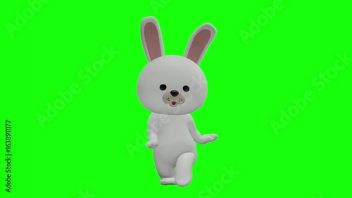 可愛いウサギのキャラクター クロマキー背景 うさぎ 兎 ラビット