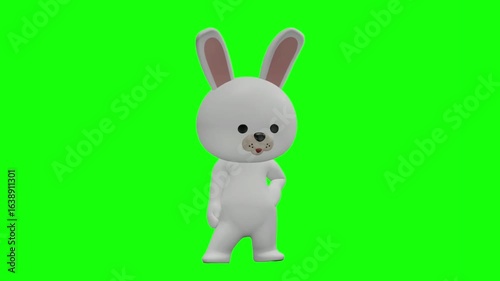 可愛いウサギのキャラクター クロマキー背景 うさぎ 兎 ラビット