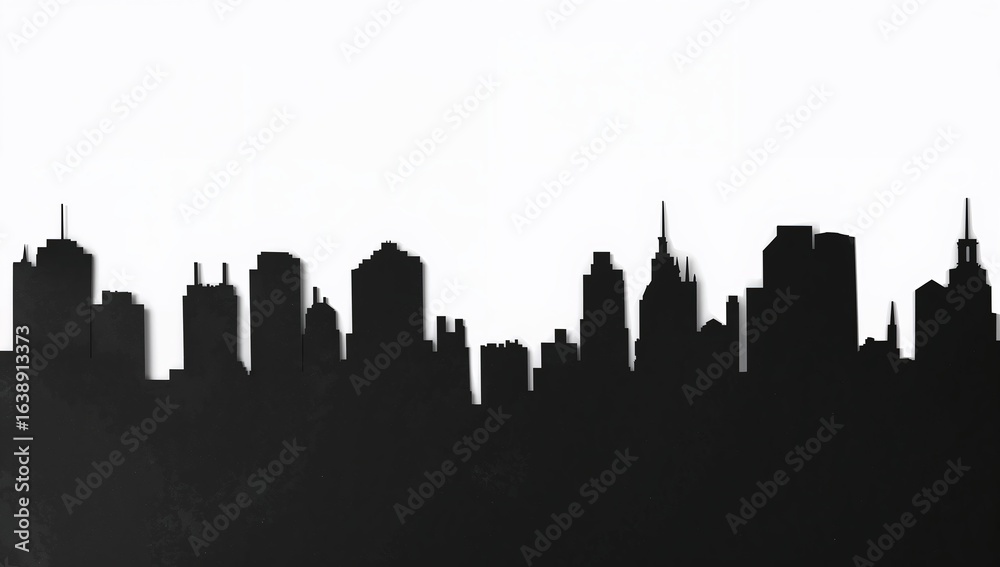 Naklejka premium Generative AI, Dramatic Paper-cut Cityscape