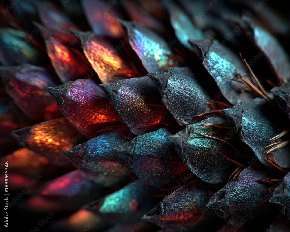 Fototapeta premium High-Quality Close-Up of Colorful Pine Cone Texture with Modern Lighting for Premium Nature and Seasonal Marketing Content