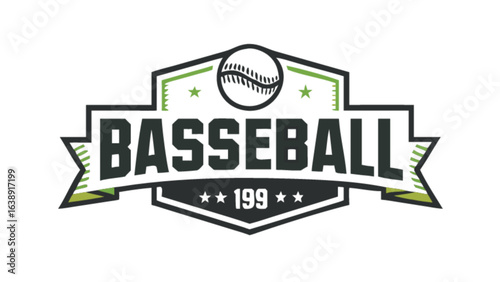 Vintage baseball logo design featuring a sports team emblem, vector graphic, and retro style illustration isolated on white background