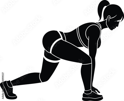 fitness woman doing hip thrusts on white backgroun.eps