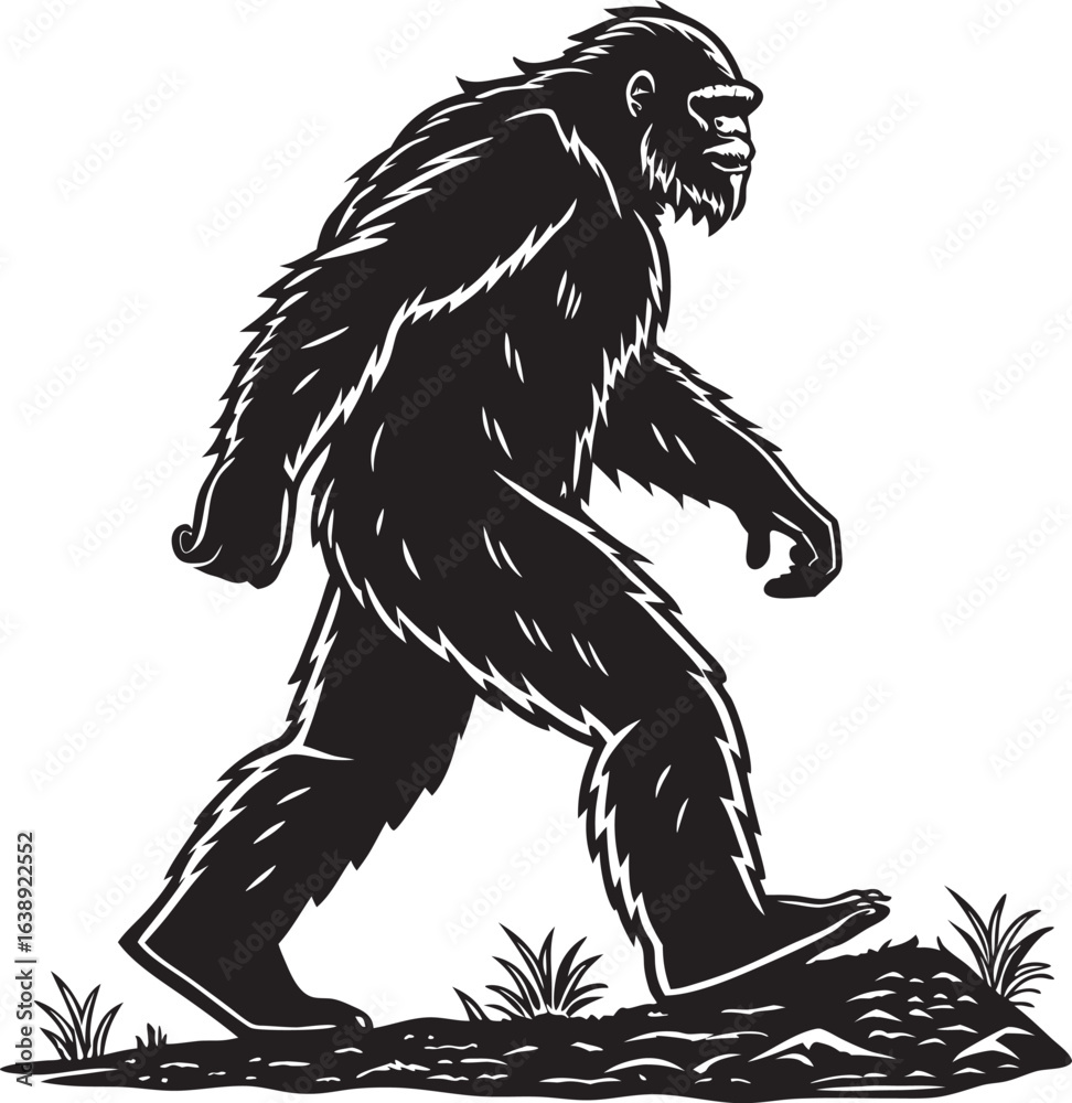 Fototapeta premium Black Bigfoot vector icon Bigfoot vector silhouette