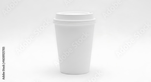 Wallpaper Mural A single blank white takeaway coffee cup with a lid, isolated against a plain white background. Torontodigital.ca