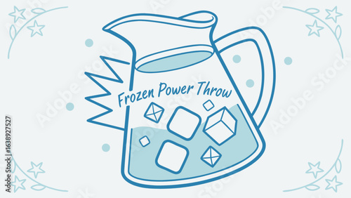 Frozen beverage pitcher with ice cubes vector illustration for summer drinks and cool refreshments design