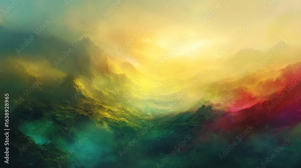 Fototapeta premium Colorful misty mountain landscape