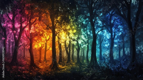 Fototapeta Naklejka Na Ścianę i Meble -  Colorful, mystical forest