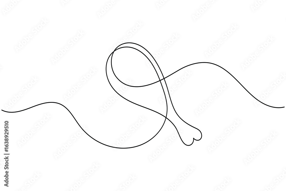 Obraz premium Minimalist one line drawing of fried chicken outline art design on white background for food concept