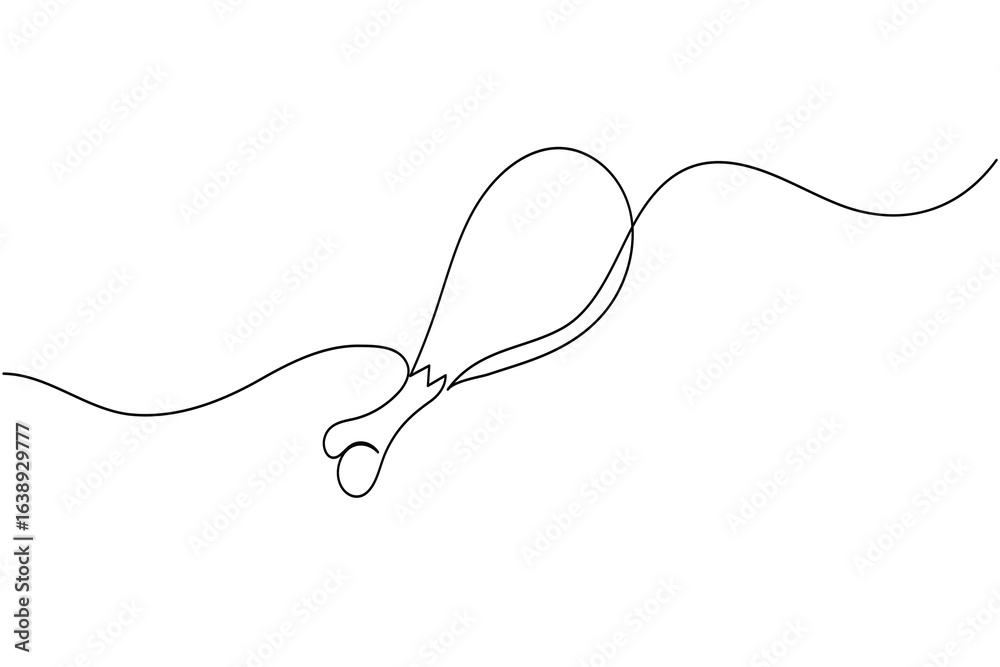 Minimalist one line drawing of fried chicken outline art design on white background for food concept Minimalist one line drawing of fried chicken outline art design on white background for food concept