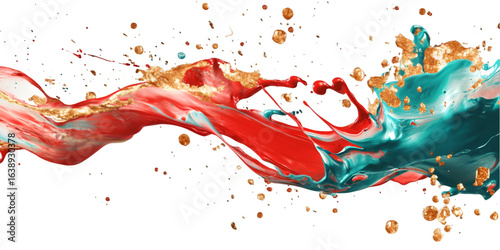 Wallpaper Mural Splash with Overlapping Tones of Red, Teal, and Yellow Isolated on Transparent Background Torontodigital.ca