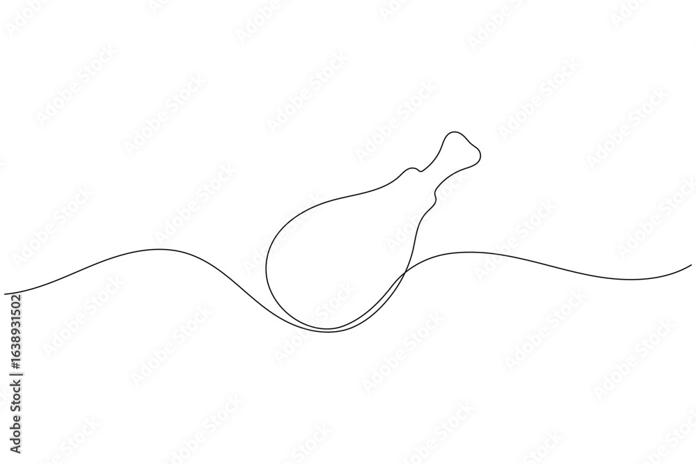 Obraz premium Minimalist one line drawing of fried chicken outline art design on white background for food concept