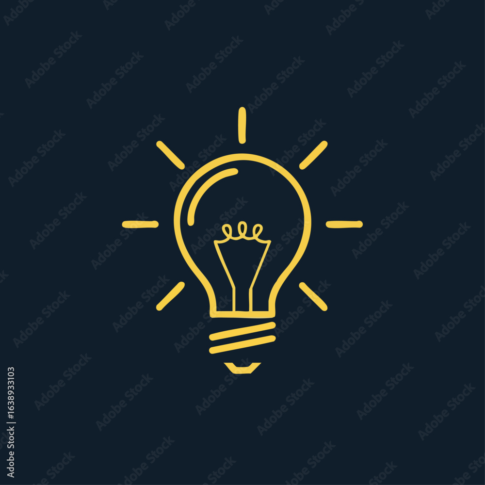 Fototapeta premium Vector Art of a Lightbulb Icon with Radiating Lines for Design Projects, Digital Media, Graphics, Marketing Content, and Creative Resources 