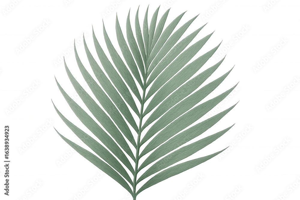 Fototapeta premium Single green palm leaf isolated on transparent background, perfect for summer and tropical designs