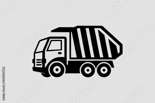 Stylized Black Dump Truck Icon