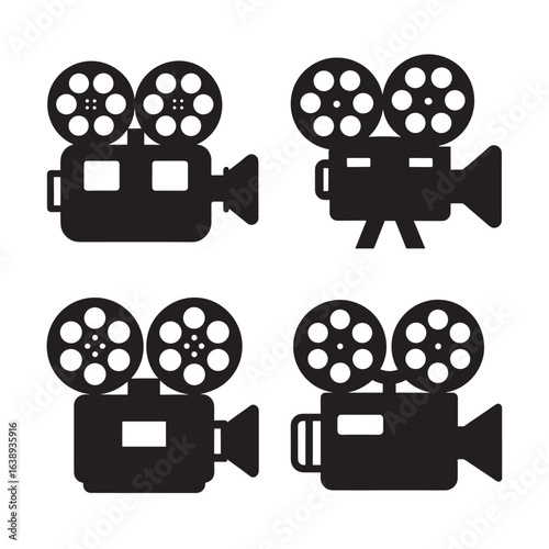 Retro Film Camera Movie Recording Silhouette Bundle