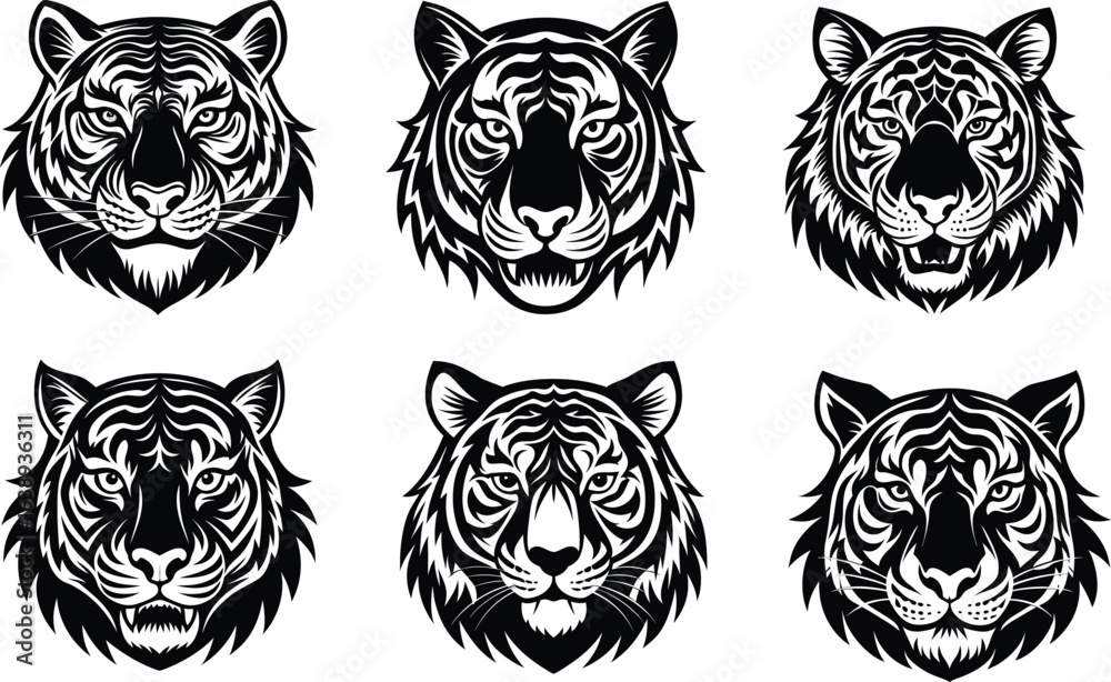Fototapeta premium Tiger Head Vector Bundle