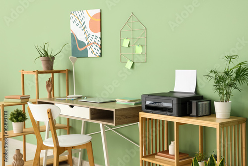 Workplace with modern print...