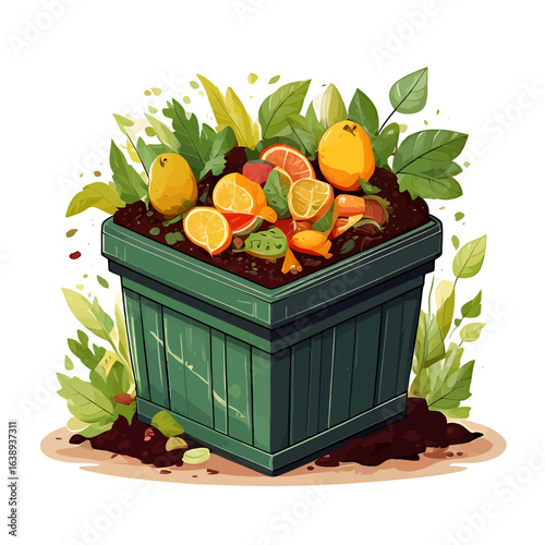 Compost bin with food waste
