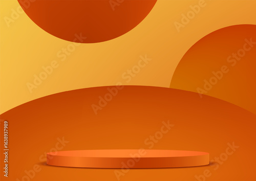 Orange and yellow background vector 3d with podium Space for selling products on the website. Abstract wallpaper design with copy space to display your products. Vector illustration.