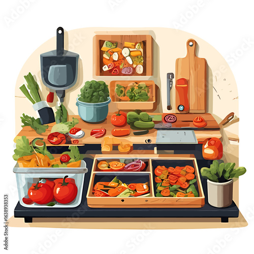 Fresh Vegetables on a Kitchen Counter