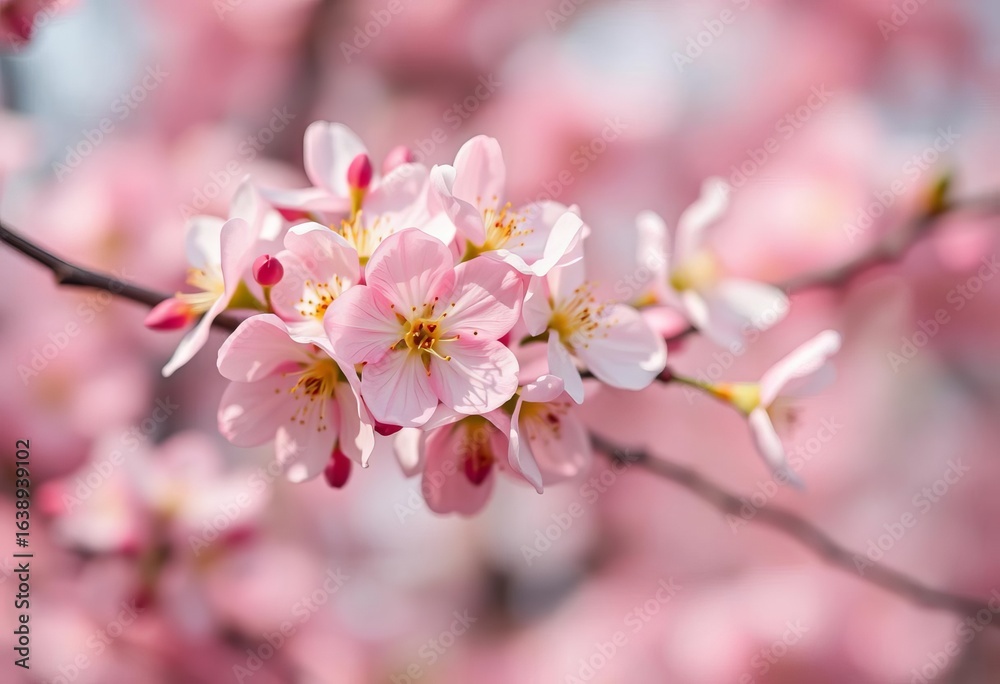 Soft-focus spring blossoms, vibrant pastel hues, bokeh effect, outdoor, pretty Soft-focus spring blossoms, vibrant pastel hues, bokeh effect, outdoor, pretty