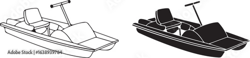 Vector Pedal Boat Icon: Simple Black and White Sign, Symbol for Water Activities, Recreation, and Summer Fun.
