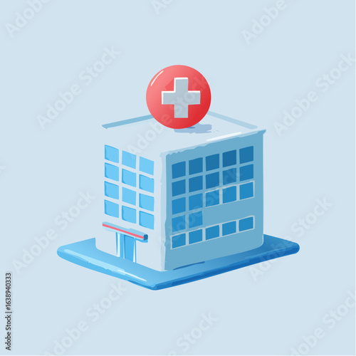 3D Hospital Building Illustration
