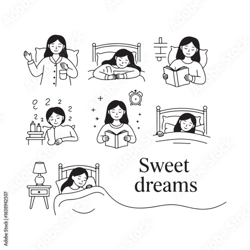 Sweet Dreams A Collection of Illustrations Depicting Various Sleep Related Activities