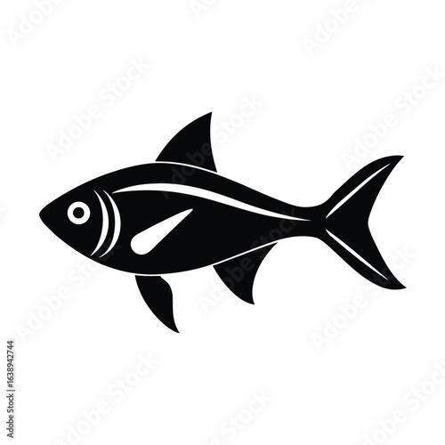 simple vector silhouette of a neon tetra fish so.eps