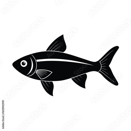 vector silhouette of a single rummy nose tetra fi.eps