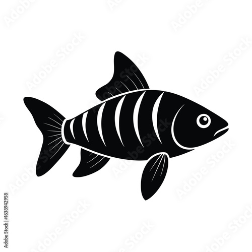 vector silhouette of a single tiger barb fish si.eps