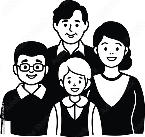 happy family with grandparents on white background.eps