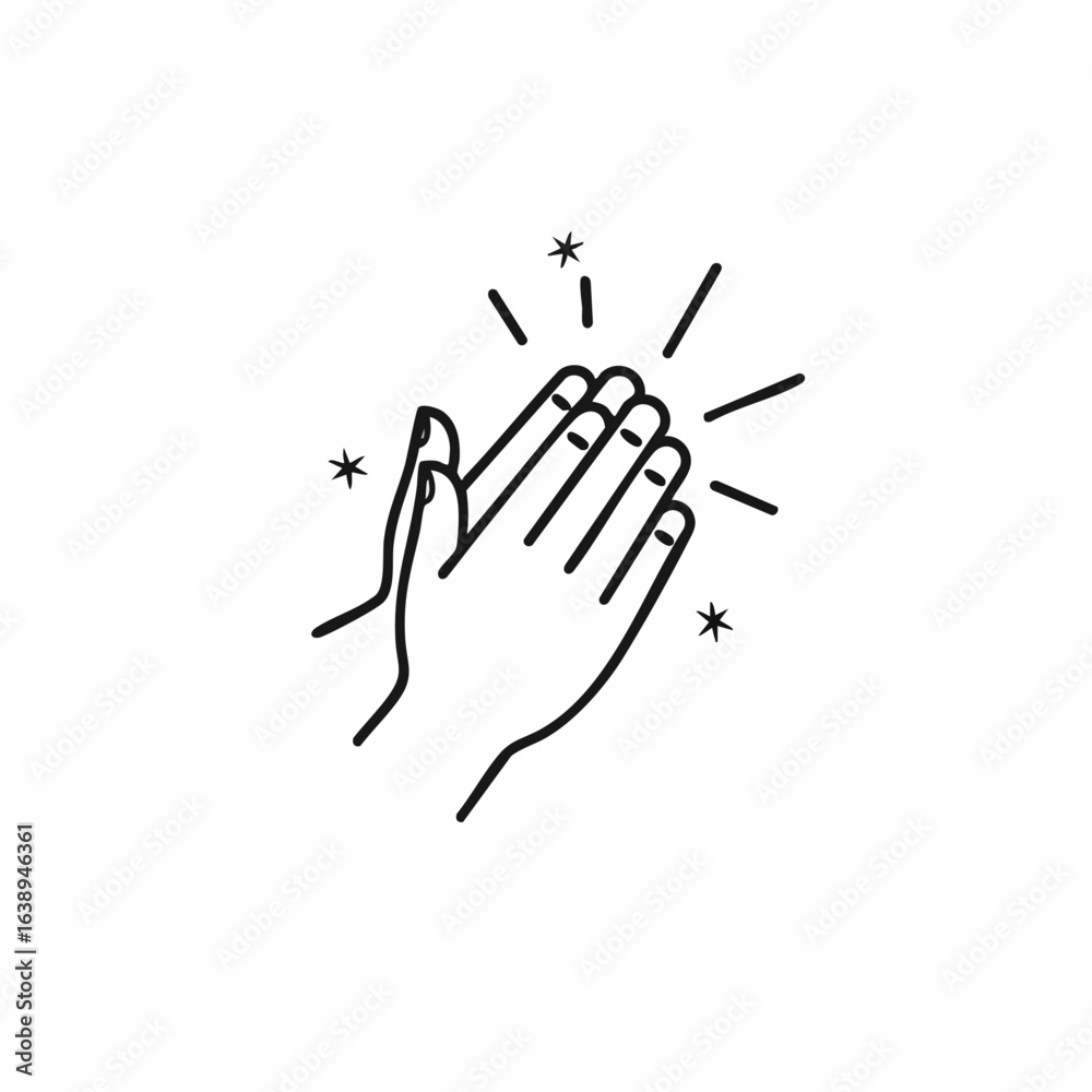Fototapeta premium Vector Art of Clapping Hands with Stars for Social Media Graphics, Celebration Blogs, Appreciation Concepts, Emotional Responses, and Digital Design Projects 