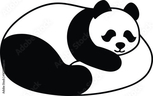panda sleeping on bean bag vector on white backgro.eps