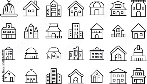 real estate linear icon set property, real, signs and more vector illustration