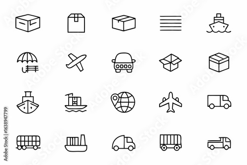 A colorful vector set illustrating export business success — perfect for shipping companies, trade exhibitions, and global commerce websites