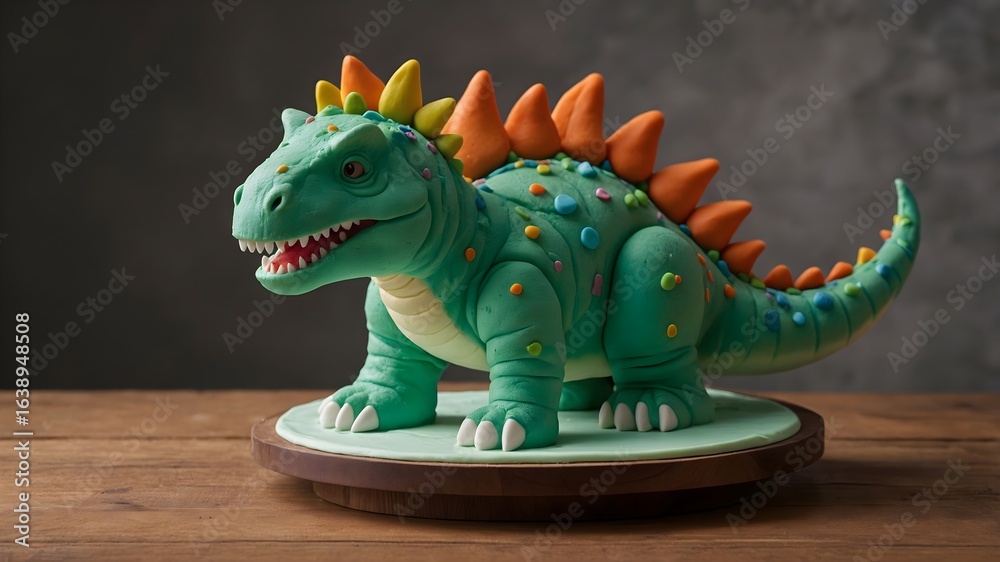 Obraz premium Vibrant Stegosaurus Dinosaur Cake for Celebration