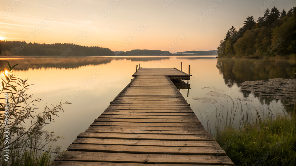 Fototapeta premium sunset over the lake