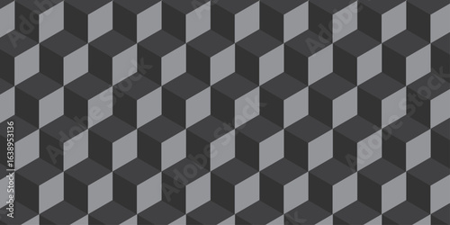 Black 3d modeling cubes Illustration decoration seamless black material pattern square design.	