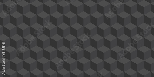 Black 3d modeling cubes Illustration decoration seamless black material pattern square design.	